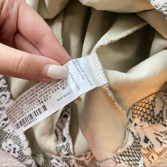 ZARA Cream Gray Gem Embellished Patterned Mini Fit and Flare Dress - Picture 5 of 8